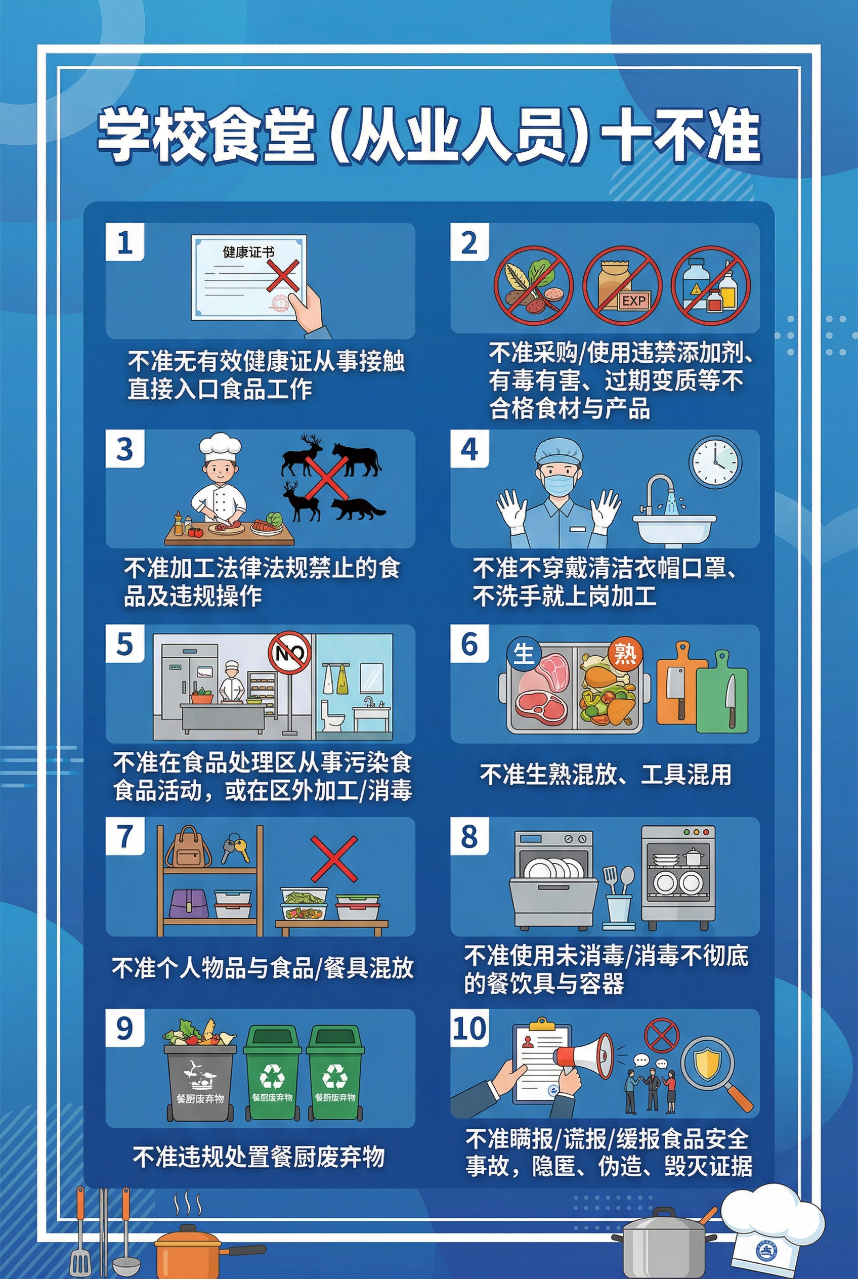 学校食堂（从业人员）十不准