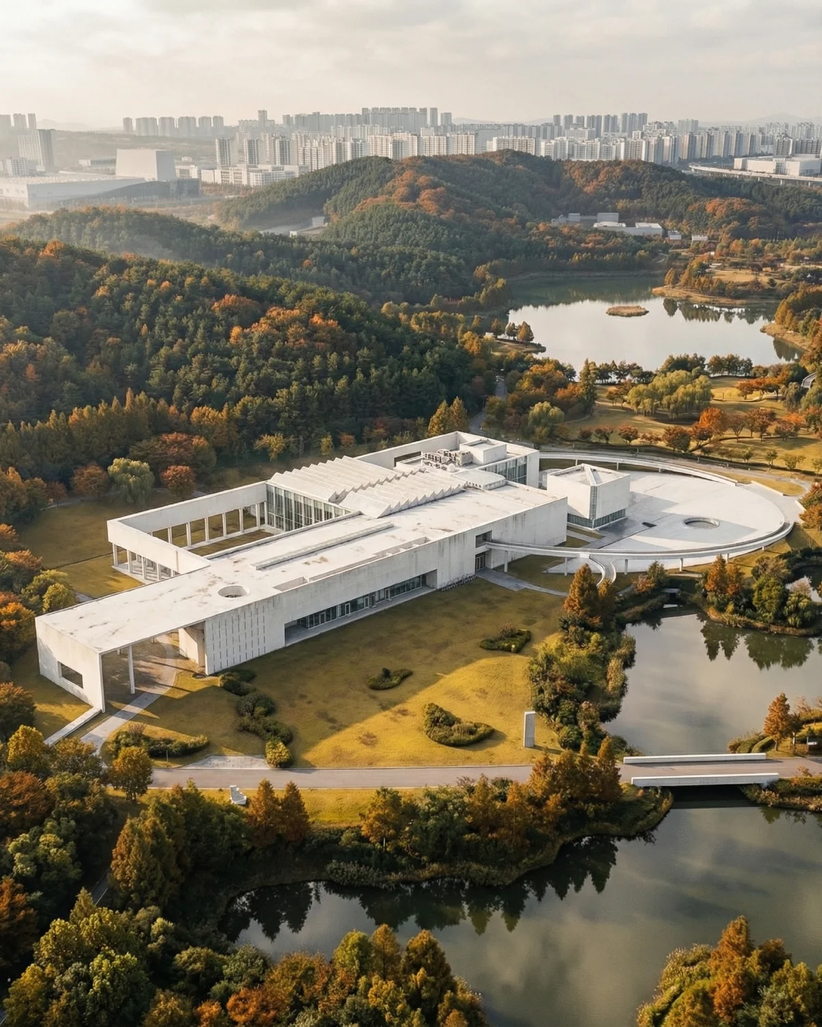 秋日建筑鸟瞰渲染