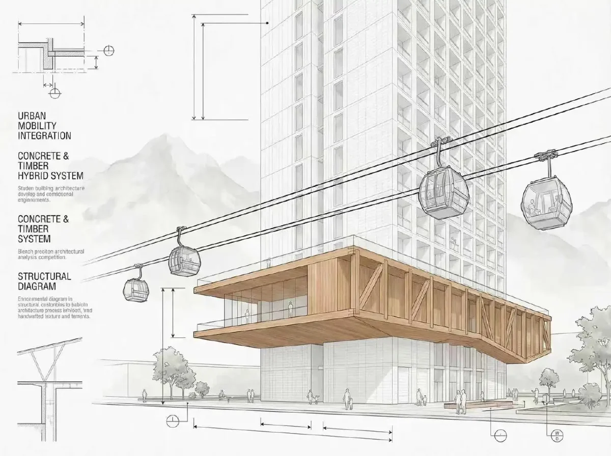 竞赛线稿风建筑分析图