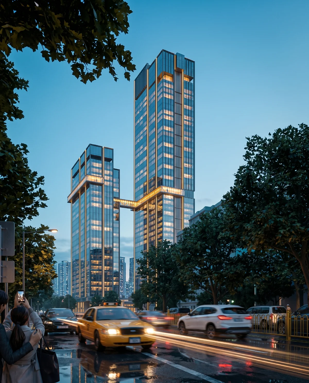 青橙调建筑渲染
