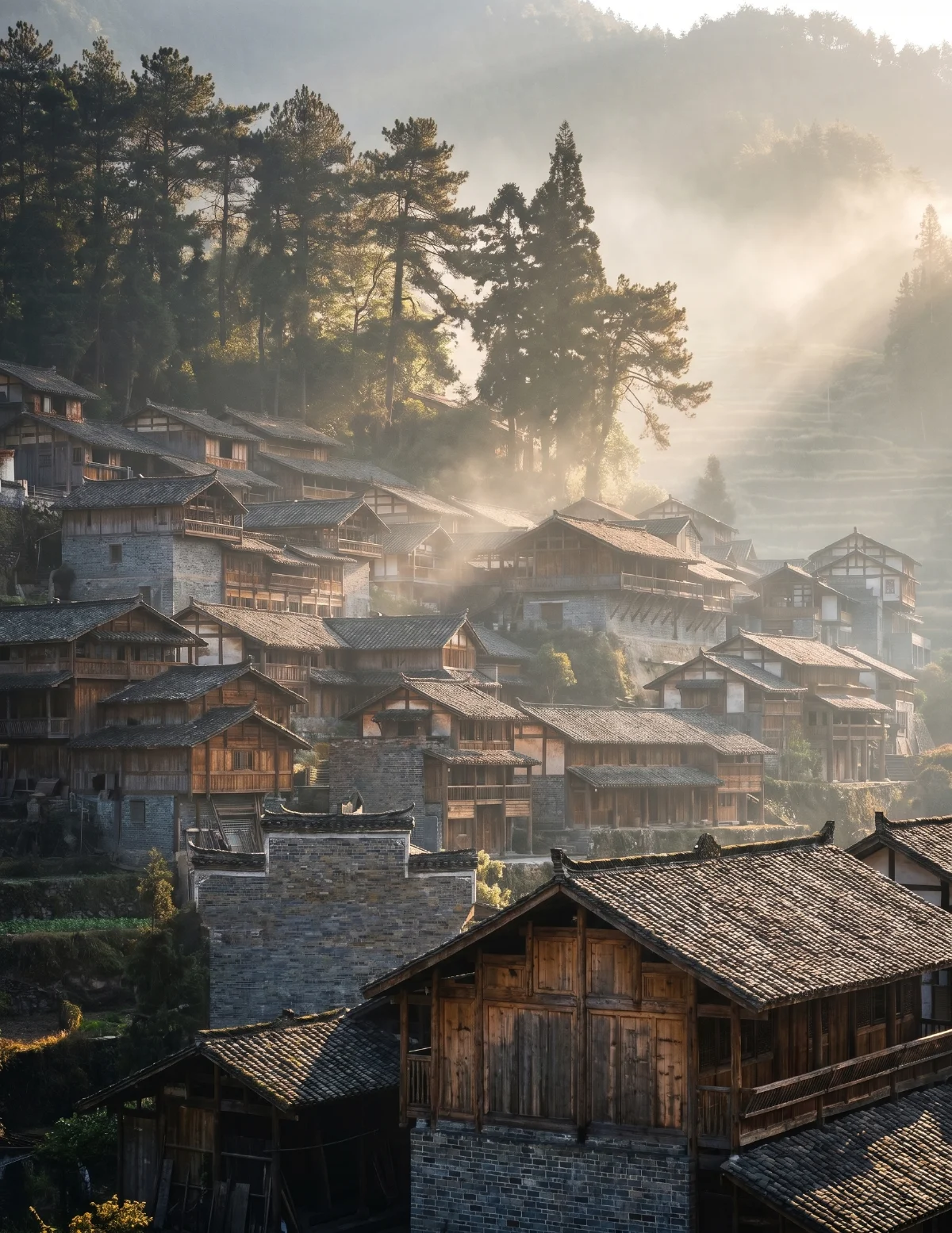 山中传统建筑渲染