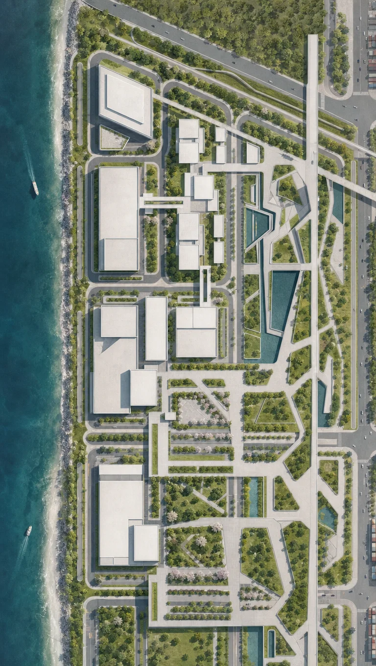 海滨建筑总平上色