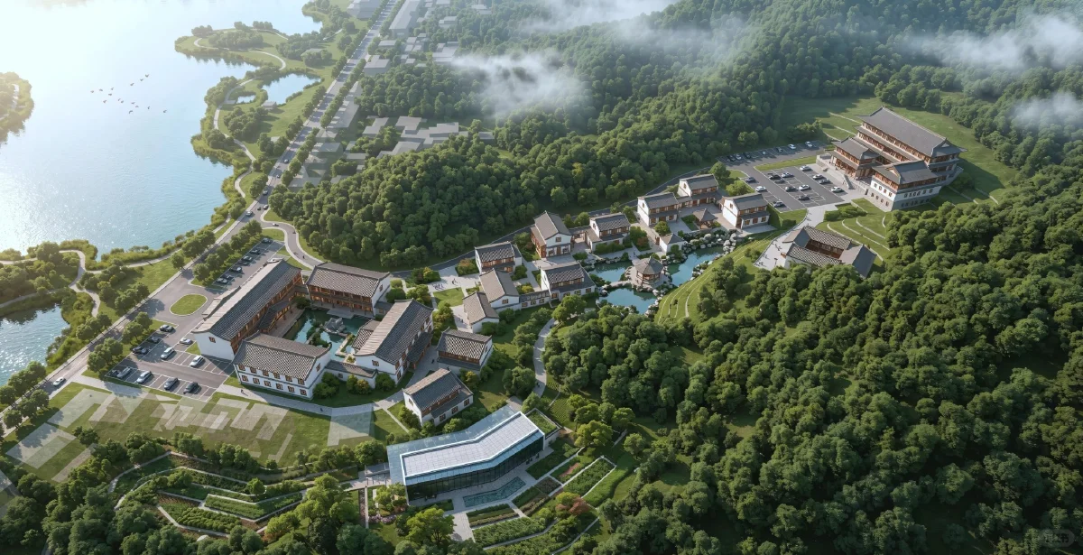 山中建筑群渲染
