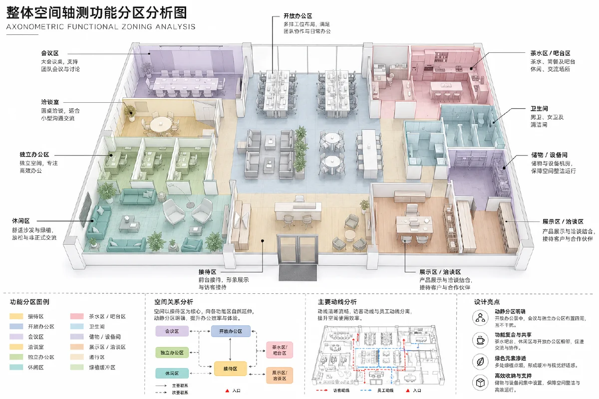 空间轴测功能分区分析图