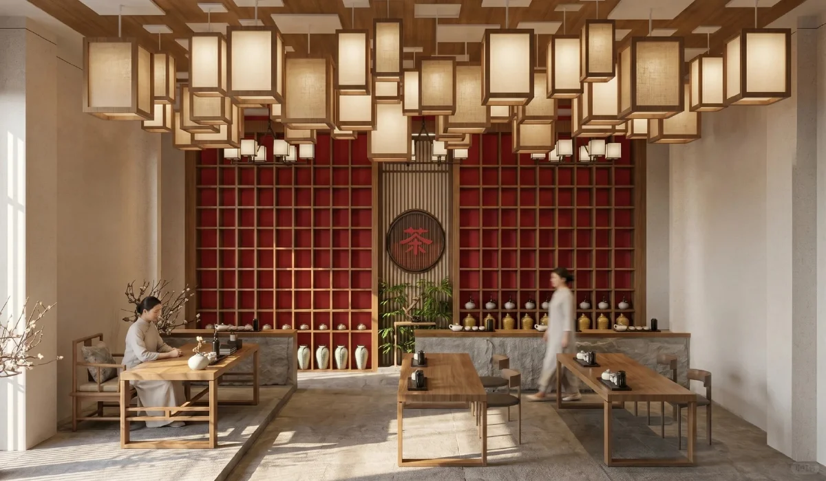茶室室内渲染