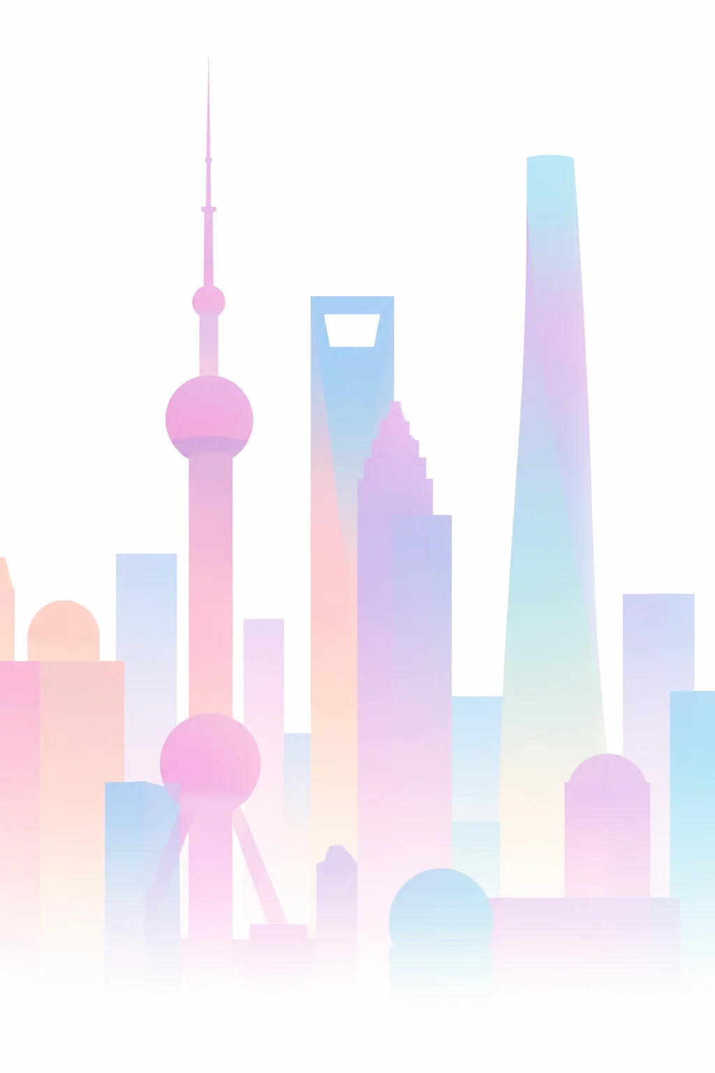 马卡龙色系简约插画