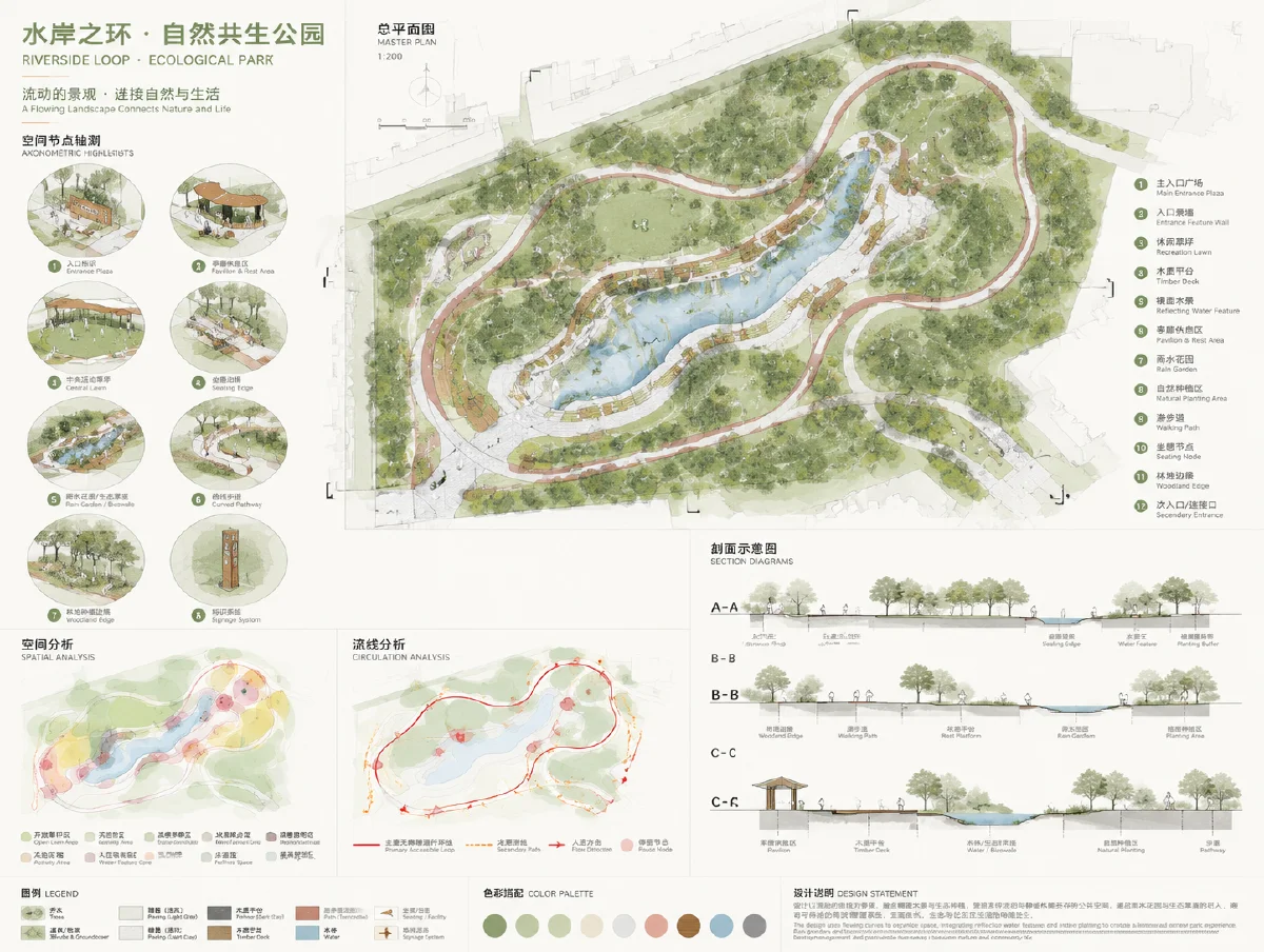 小清新景观展板生成