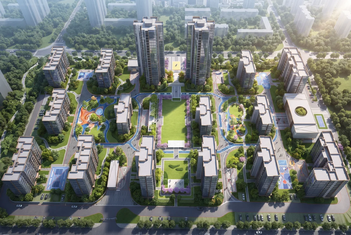 住宅小区平面转鸟瞰图