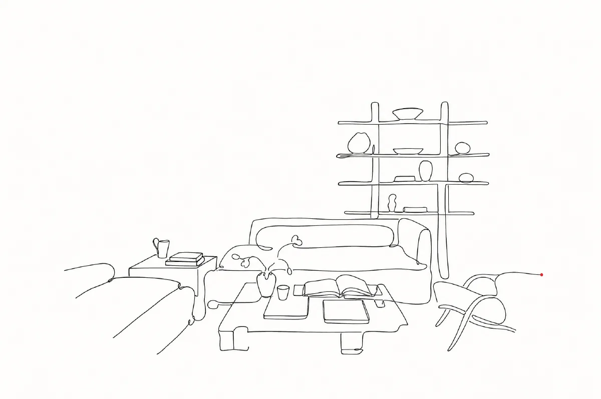 极简连续线条插画