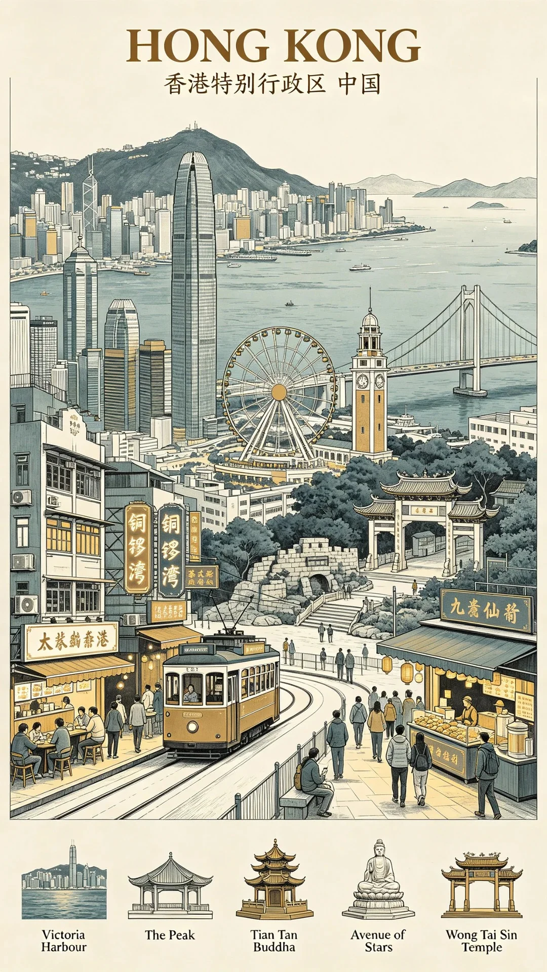 复古线稿版画风格