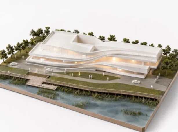 2.5D轴测视角建筑手工模型图