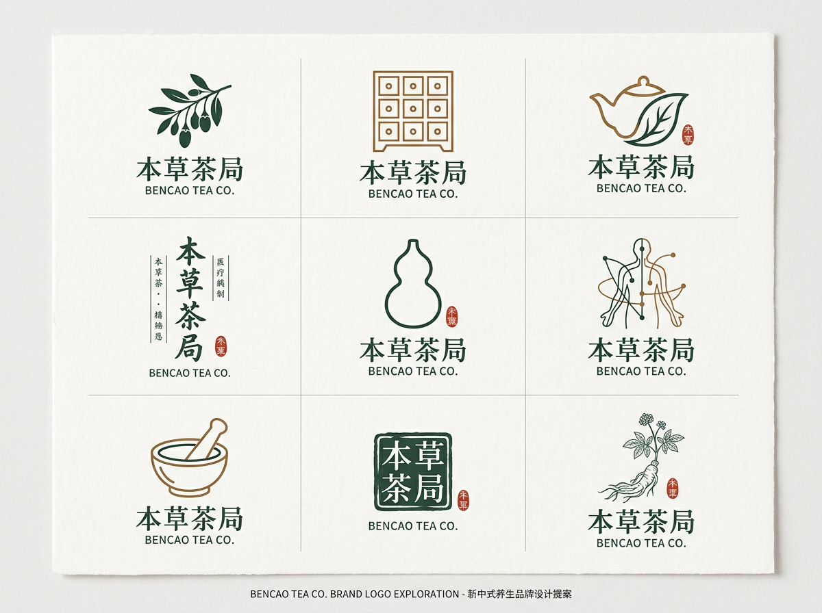 本草茶局 Logo（新中式养生） 效果图
