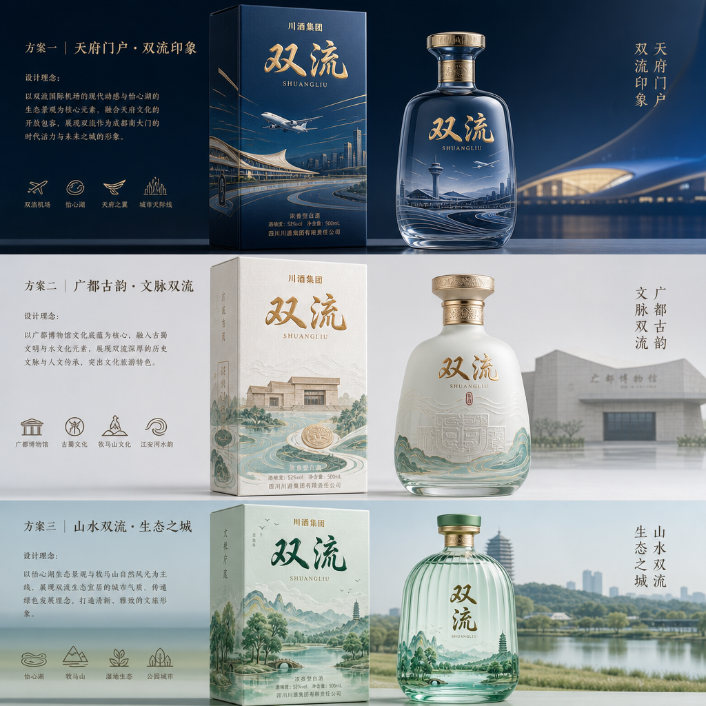 目前川酒集团和双流政府要合作打造一款产品名称为双流的白酒品牌，作为双流的特色文旅产品。现在需要进行产…