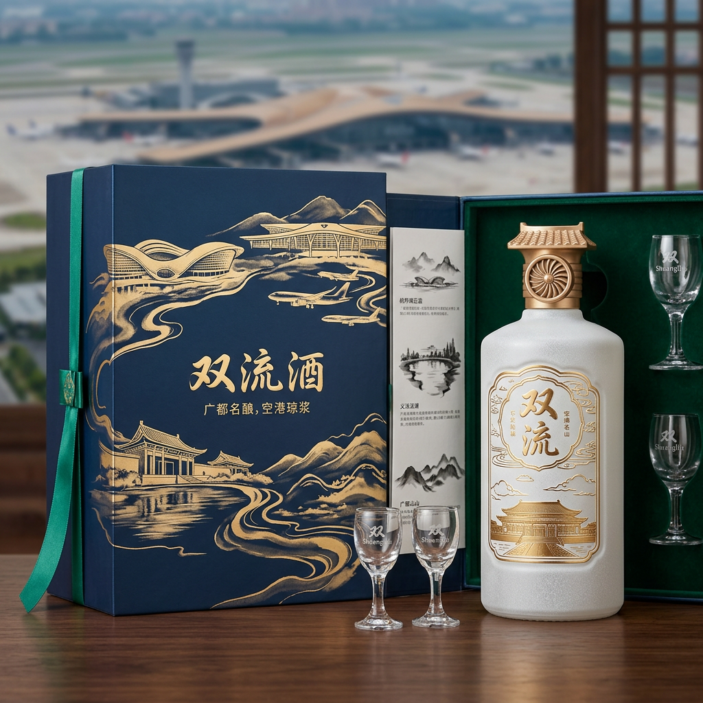 你是一位资深的设计师，现在需要设计一款高端的白酒包装礼盒，品牌名字叫双流酒。以双流各地的经典和名胜为… (3)