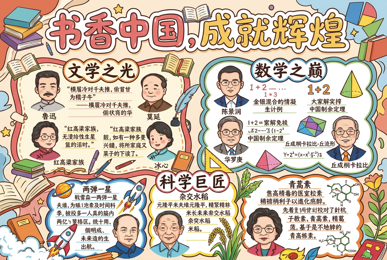 内容丰富一些，字体不要过于板正，人物为Q版可爱的插画风